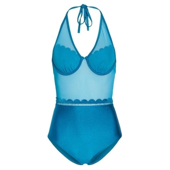 Ted Baker Other - Ted Baker Kesia Scalloped Mesh One Piece Swimsuit Size 32C Teal
